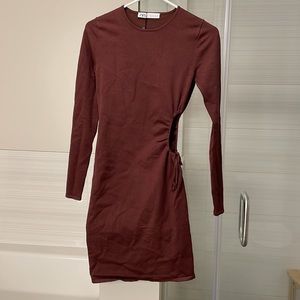 Zara Cutout Dress, Small, Brown